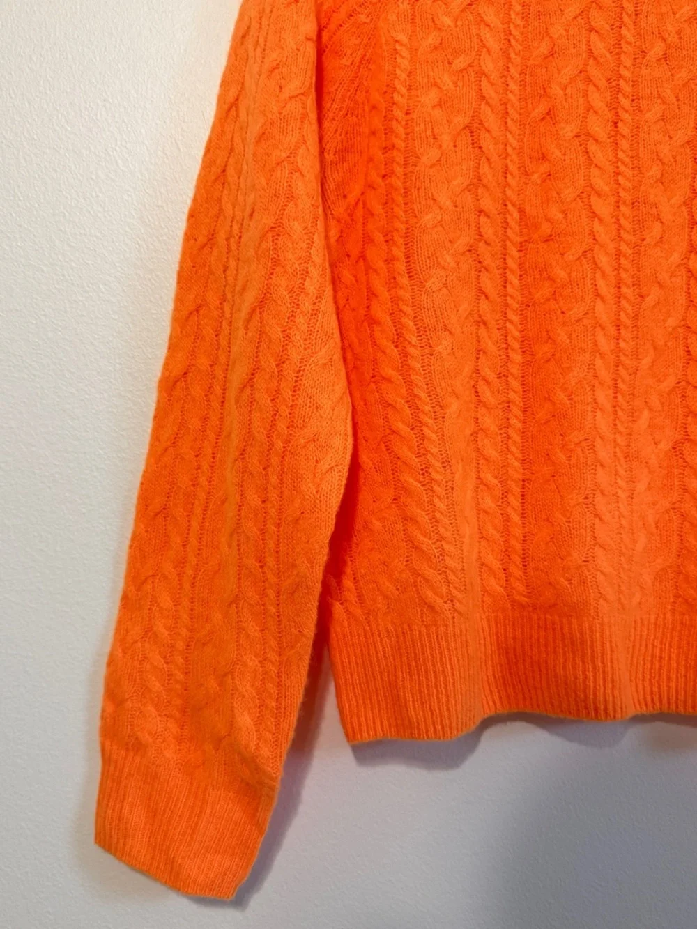 J. Crew Orange Cable-Knit Crewneck Sweater